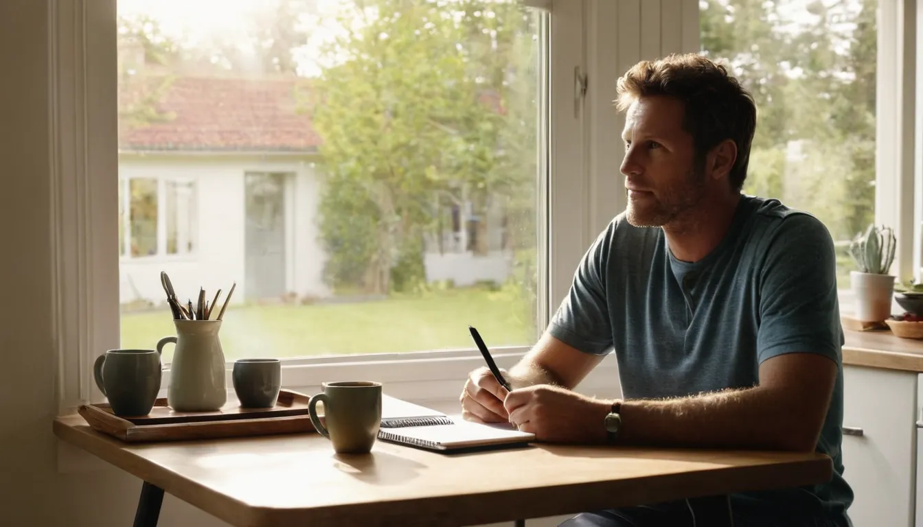 A homeowner reviewing septic service notes at the kitchen table
